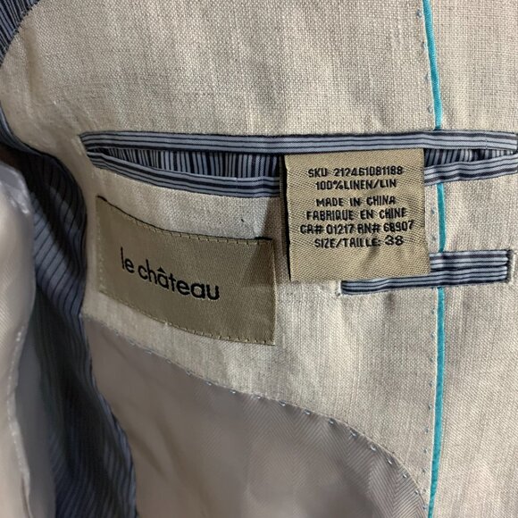 Vintage 90s Le Chateau Lightweight 100% Linen Two Button Blazer Sport Coat - Picture 11 of 16